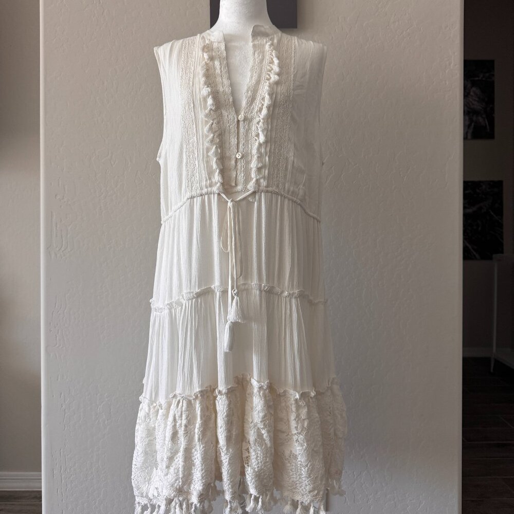 New York & Company White Boho Dress